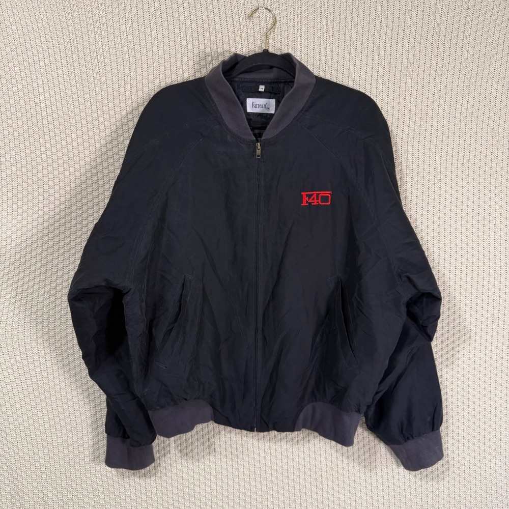 Vintage 80s Farrenzi Ferrari F40 Bomber Jacket Black Tripple Horse
